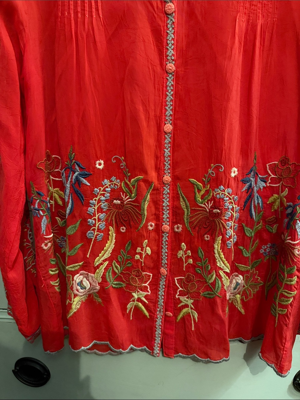Johnny Was Ruelle Button Down Embroidered Blouse S - Picture 10 of 14